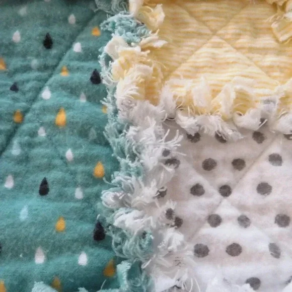 Flannel Rag Quilt With Batting, 50 X 44, Baby Elephant Scrappy Rag Quilt Throw